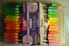 Tulip Dual Tip Fabric Markers 30 Color Permanent Fabric Paint Pen Set