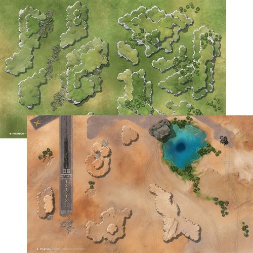 BattleTech Alpha Strike Battlematt Aerobase 2 and Grassland Hills 1 Hexless Mat - Afbeelding 1 van 2