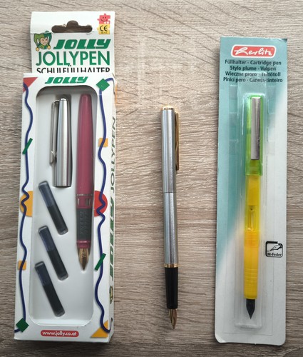 3 Füllfederhalter 2x Herlitz, 1x Jollypen