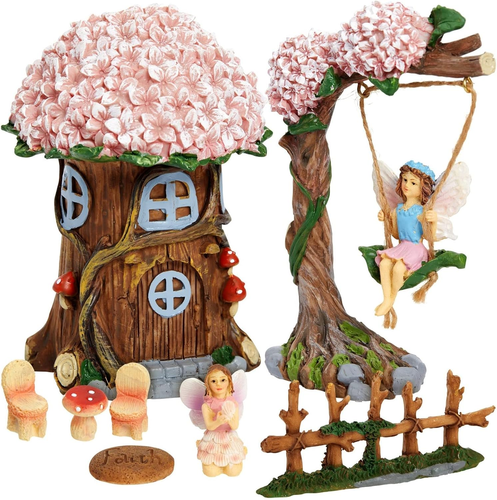 8 Piece Miniature Fairy Garden Accessories Outdoor Decor Figurines Kit for Kids,