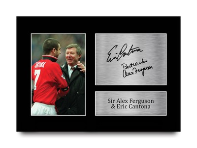 Photo Double Signée Eric Cantona & Sir Alex Ferguson - Man United - Certifiée Authentique