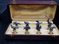 GUCCI Collection of 8 Silver 925 and Vermeil Animal Figurines Card Holders