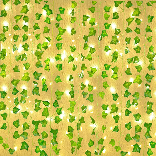 12 Pcs Artificial Ivy Garland Vines with 32 Ft Lights String (100 LED) Decor Fa - Picture 8 of 12
