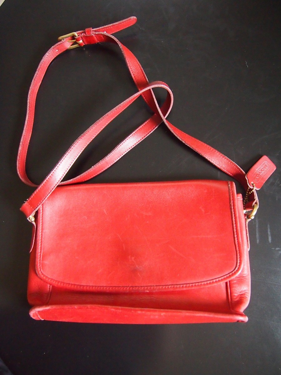 Vintage Coach Red Leather Shoulder/Cross-body Bag, Made in USA | eBay