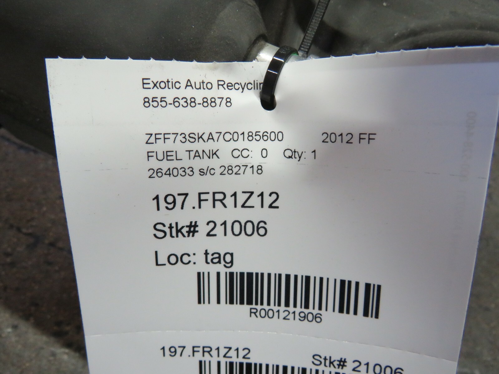 Ferrari FF, Fuel Tank Assembly, Used, P/N 264033 s/c 282718