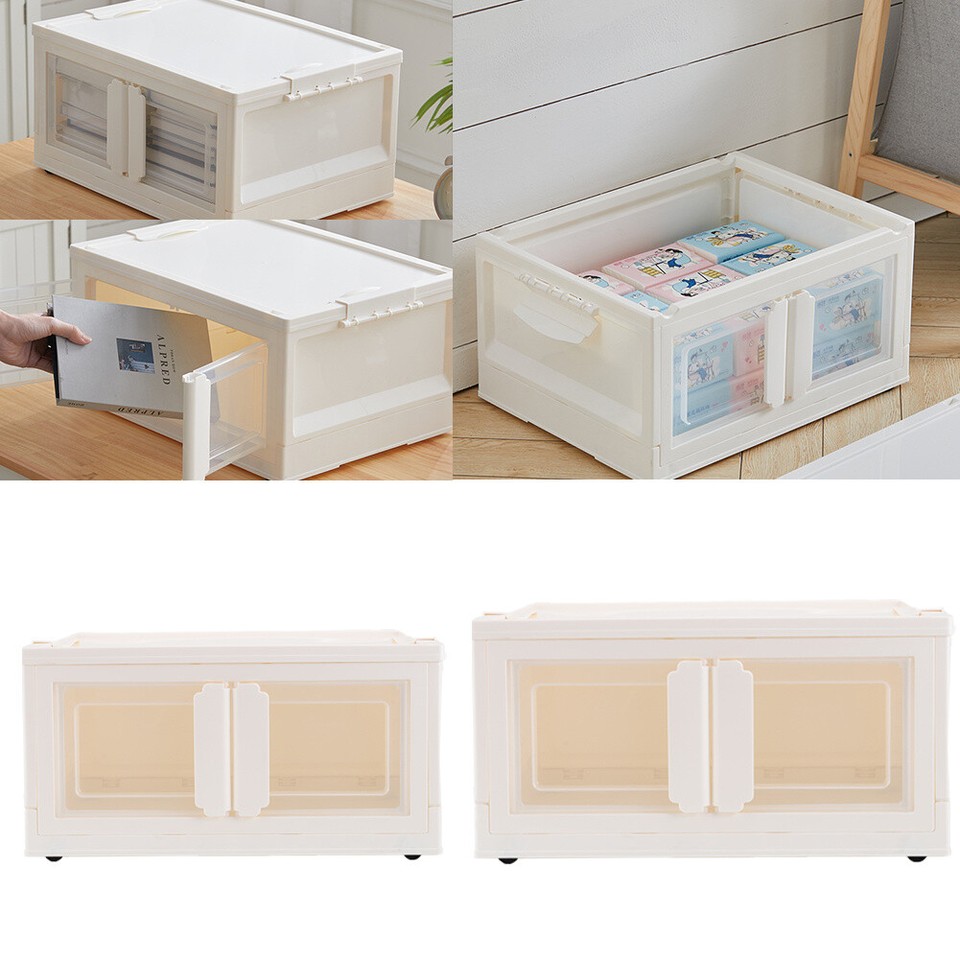 Stackable Cream Plastic Storage Box Container Boxes With Lids Home ...