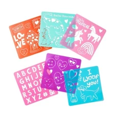 Jumbo 6pc Plastic Stencil Sheets Kids Valentine Crafts Unicorn Dino Alphabet