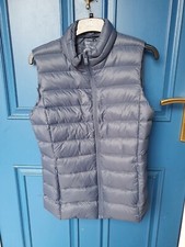 New M&s Air Force Blue Feather & Down Quilted Concealed Hood Gilet - Size Uk 8