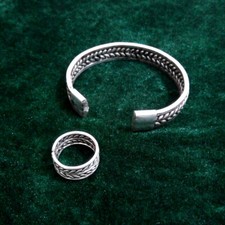 Pulsera/anillo retro de plata Miao tejido a mano chino viento nacional 1 pieza