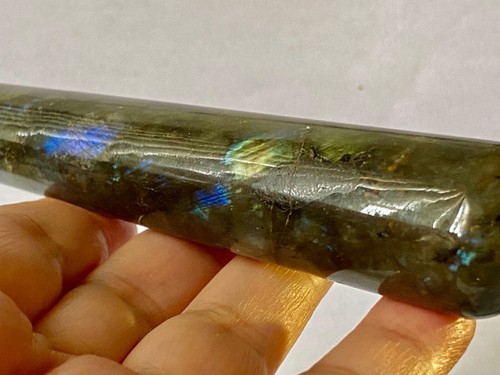 111mm 4.4" 85gm "Flashy Color Play"~ LABRADORITE SPECTROLITE Massage Wand K1390 - Picture 8 of 9
