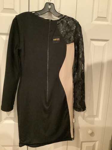 Abyss by Abby Beautiful Black Dress Long Sleeve Size L - Picture 7 of 9