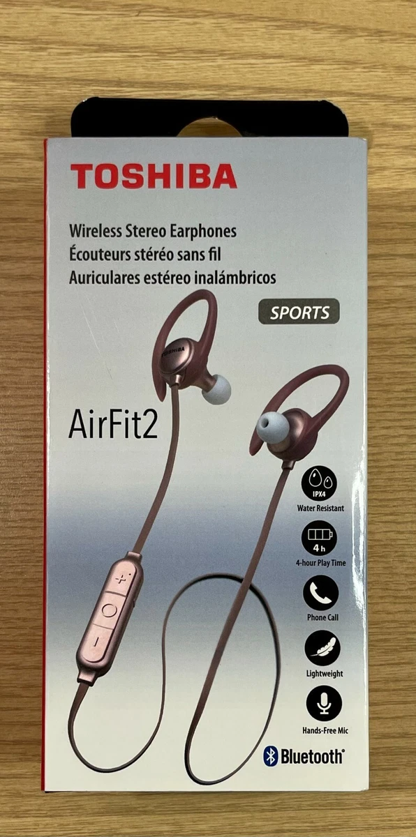 Toshiba AirFit2 Sport Wireless Sweat Resistant Earbuds Rose Gold Brand New