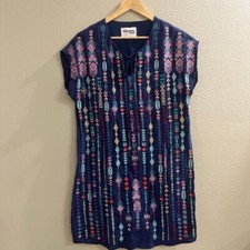 Savanna Jane Small embroidered Aztec dress with V-neck and tie detail