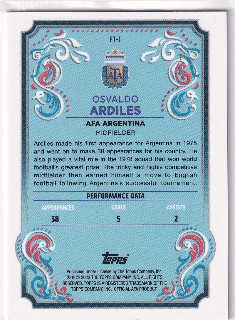Topps 2022-23 World Cup Champions Argentina No. FT-1 Osvaldo