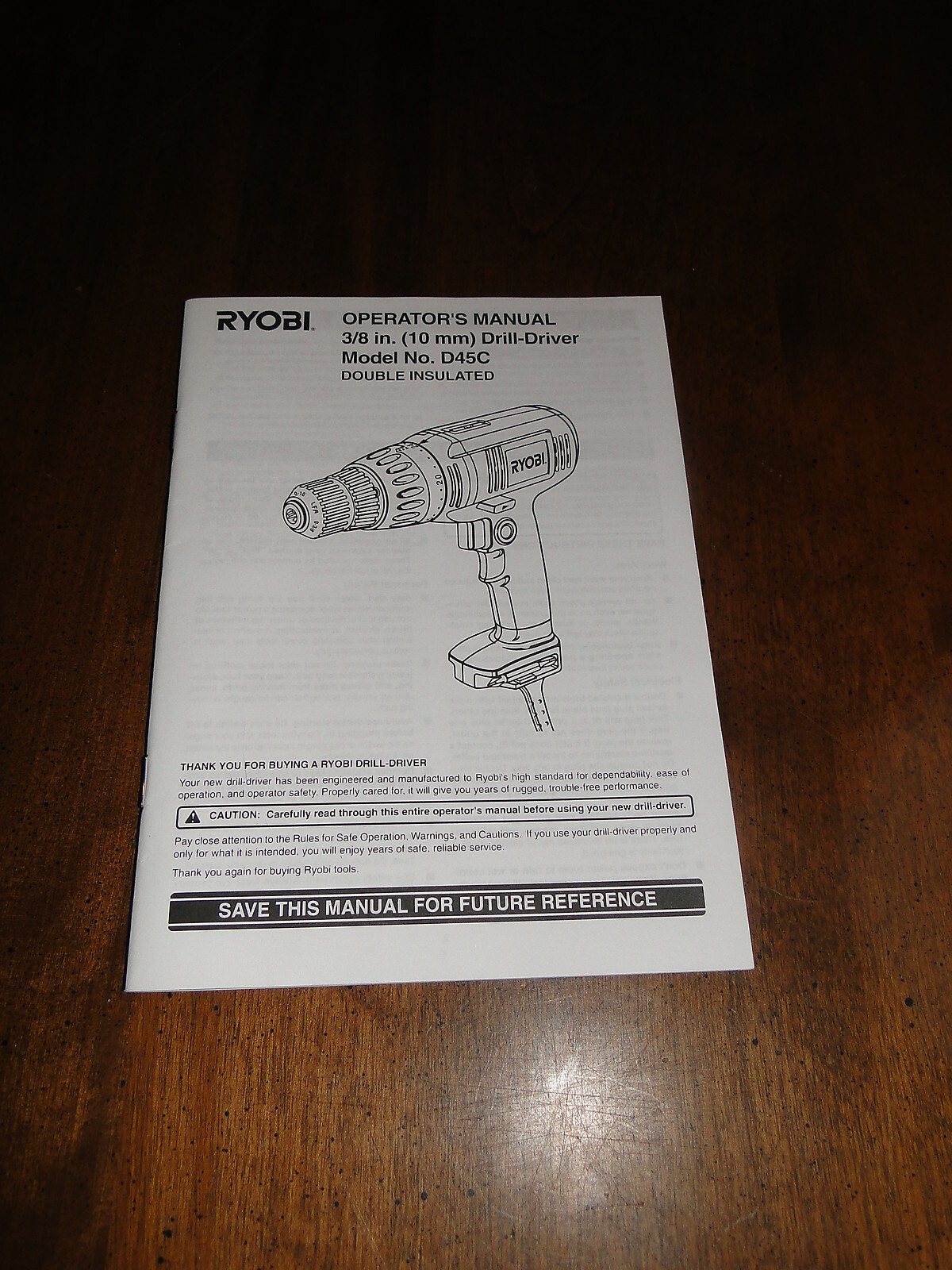 RYOBI 3/8 in. Drill-Driver Model No. D45C Operator's Manual 2002 | eBay