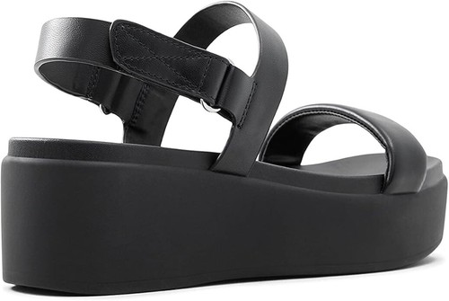 ALDO Tisdal sandalo con zeppa plateau punta aperta cinturino posteriore nero US 7 EUR 37,5 - Foto 9 di 11