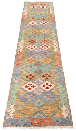 Kelim Afghan 387x80 cm Handgewebter Orientteppich kilim Wolle Carpet Rug Läufer - Imagen 5 de 11