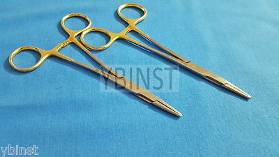 2 T/C + O.R GRADE OLSEN HEGAR NEEDLE HOLDER 5.5'' SERRATED GOLD HANDLE