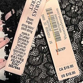 NWT VICTORIA'S SECRET Dream Angels String Bikini XS-S-M-XL Black Lace Pink