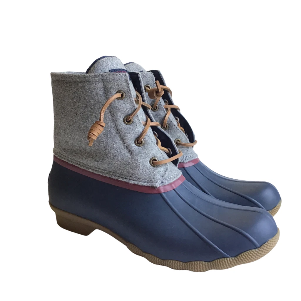 Grey and navy sperry duck boots sales