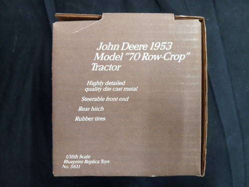 1991 Ertl John Deere 1953 Modell "70 Row-Crop" Traktor Maßstab 1:16, orig. Pkg Neu - Bild 5 von 7