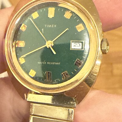 RARE Green-Dial Marlin Mechanical Timex Watch 26760 2571 Marlin