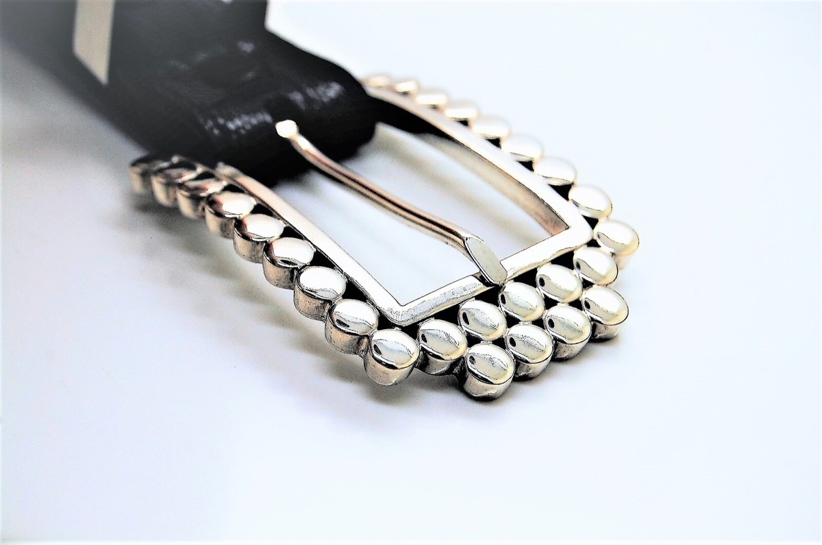 PAT AREIAS STERLING SILVER BELT BUCKLE BLACK LIZARD BELT 30 