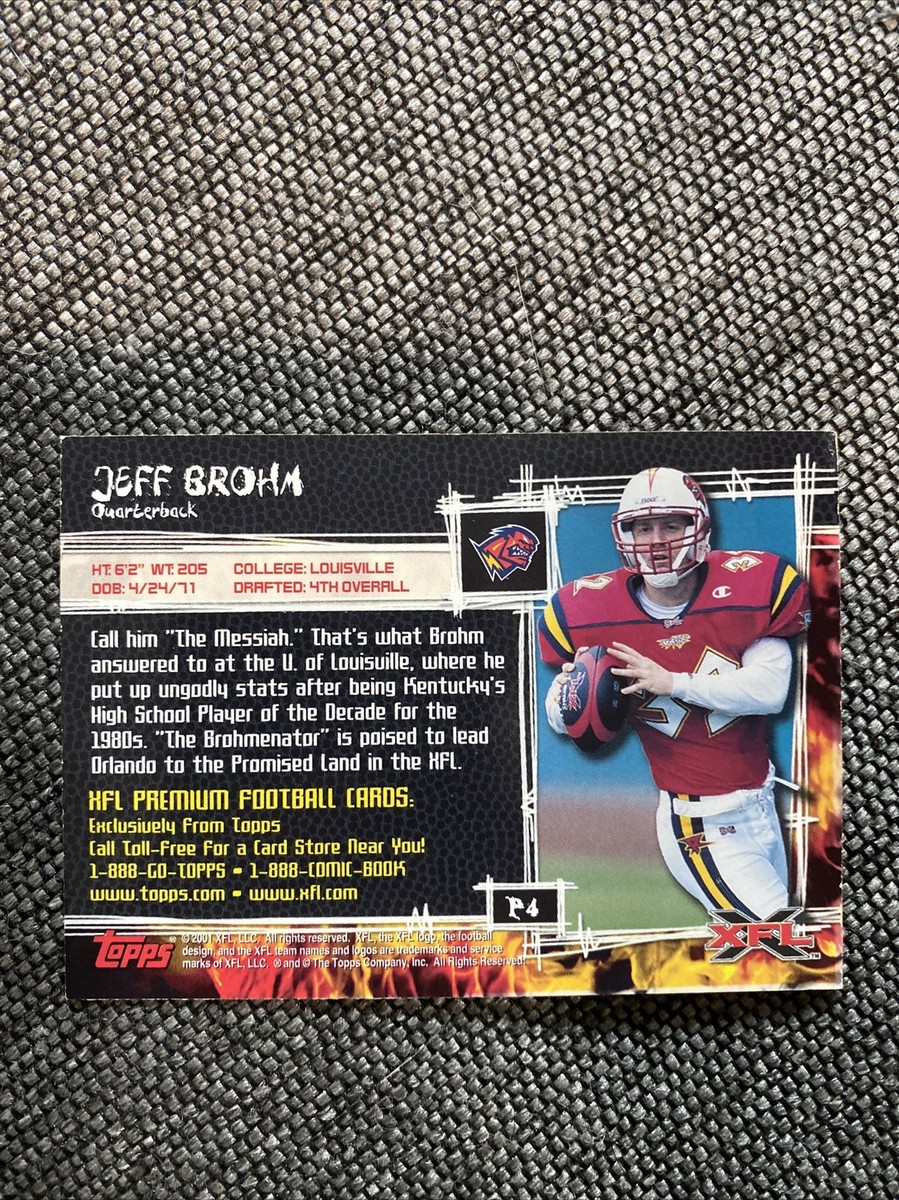 2001 Topps XFL NFL NCAA Jeff Brohm PROMO Card RARE P4 Orlando Rage