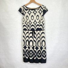 Dressbarn A-Line Pleated Dress Abstract Artsy Dark Academia Career Church 8