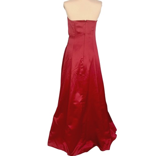 Davids Bridal Strapless Bridesmaid Gown 8 Side Drape Brooch Apple Red 8567 Satin - Picture 5 of 10