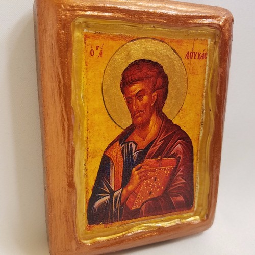 Luke The Apostle Saint Lukas Byzantine Greek Eastern Orthodox Icon One of a Kind - Picture 2 of 9