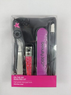 Beauty 360 ON-THE-GO MANI/PEDI Kit Stainless Steel NIB 