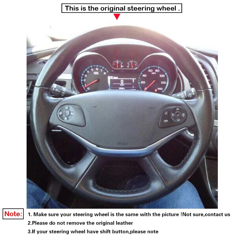 Faux Leathe Steering Wheel Cover for Chevrolet Impala 2014 2015 2016 201-2020 - Image 2 of 4