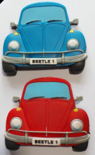 Image of Pair of VW Beetle Fridge Magnets 1 Each Red and Blue Volkswagen Flexible Vinyl