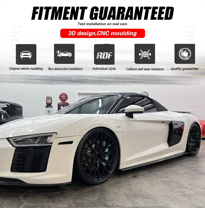 For Audi R8 V10 Gen 2 16-19 REAL CARBON FIBER Side Skirts Extensions Lip Spoiler