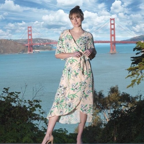 Betabrand Size XL Floral Casablanca Photogenic Wrap Midi Dress - Picture 12 of 12