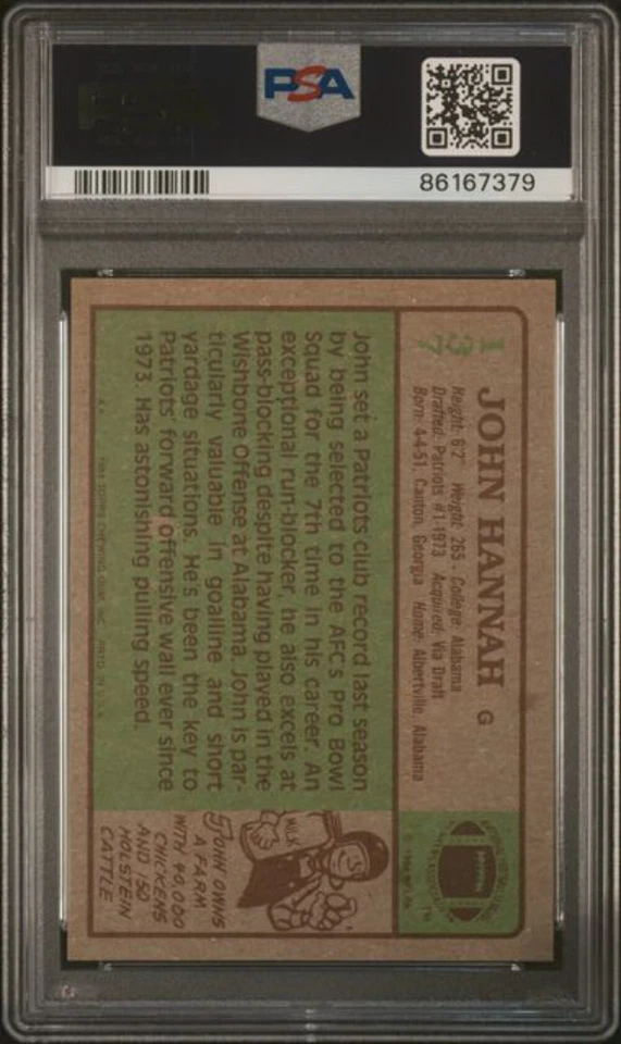 Graded 1984 Topps John Hannah #137 Football Card PSA 9 Mint - Image 2 of 2