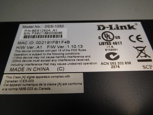 D-Link DES-1252 48-Port 10/100 Web Smart Switch BES1252A NO RACK EARS INCLUDED - Picture 10 of 10