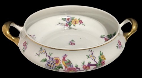 VTG Bernardaud LIMOGES Bengali Round Vegetable Serving Bowl~Peacock~Floral~Gold - Picture 2 of 3