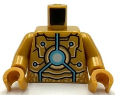 Lego New Minifig Pearl Gold Torso Armor w/ Gold and Black Trim Circuitry Part