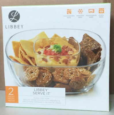 Libbey Serve It Glass Chip N Dip Bowls  NEW