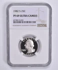 PF69 UCam 1982-S Washington Quarter NGC Brown Lbl