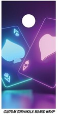 Neon Playing Cards Cornhole Board Wraps LAMINATED Wrap Decal Vinyl Sticker