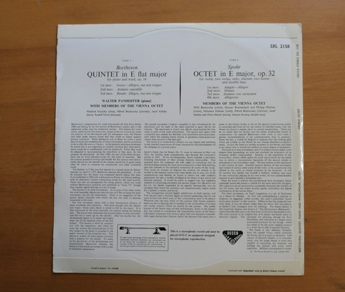 SXL 2158 ED1 Beethoven Quintet Op. 16 Spohr Octet Vienna Octet Decca 1st WBG EX - Picture 6 of 6
