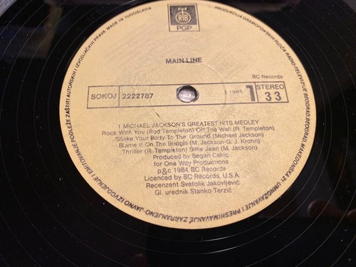 MAIN LINE "GREATEST HITS MEDLEY MICHAEL JACKSON" 1985 12"VINYL MAXI 33 RPM SOKOJ - 第 24/24 張圖片