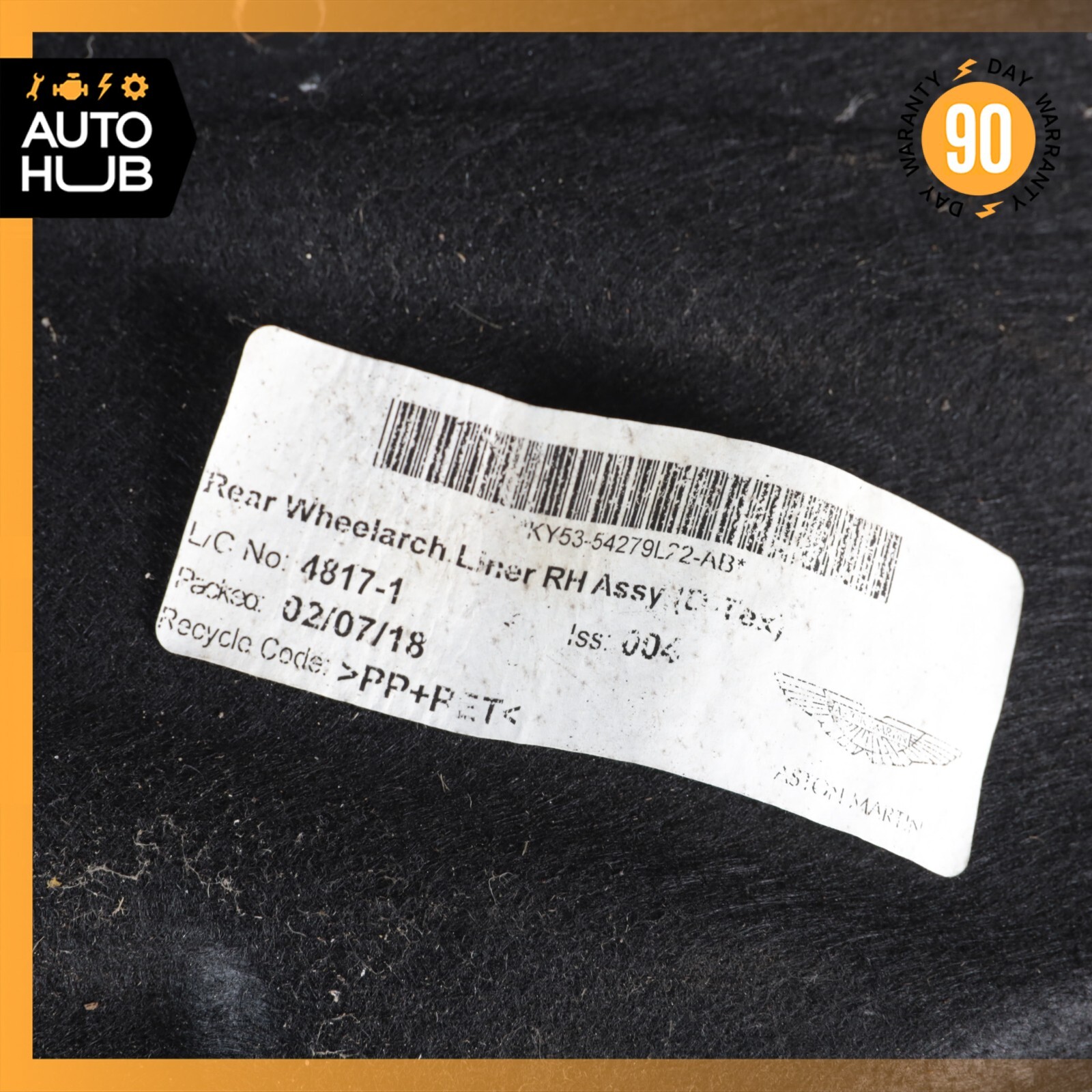 Aston Martin DB11 Volante Convertible Rear Right Fender Liner Splash Shield OEM