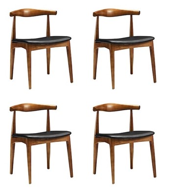 x4 Natural Wood Finish Armless Chair, Black Seat | eBay