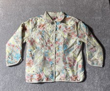 Vintage 80s Quilted Floral Jacket Sequins Womens Large Cottagecore Grannycore