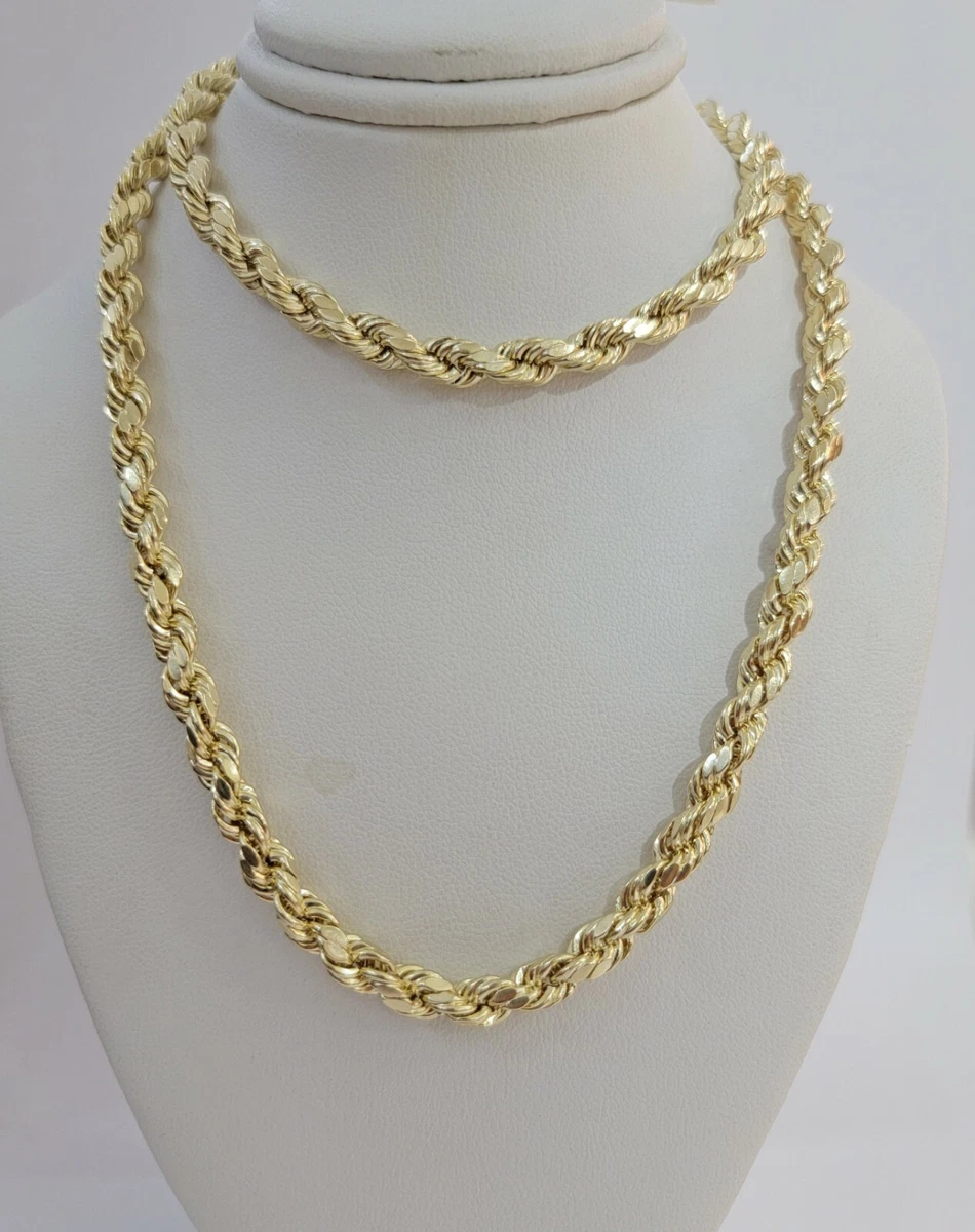 10K White Gold 5mm Rope Chain Necklace 5mm / 28 Inches