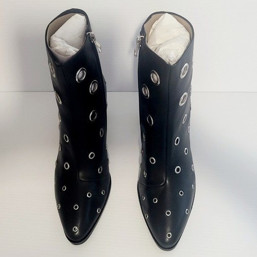 Django And Juliette Black Heel Boots Size 41 With Silver Ring Holes NIB RRP $260 - Picture 3 of 7